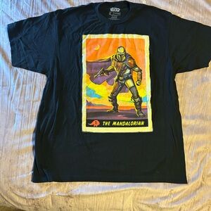Star Wars Mandalorian Black Short Sleeve Tee with Vintage Graphic Design